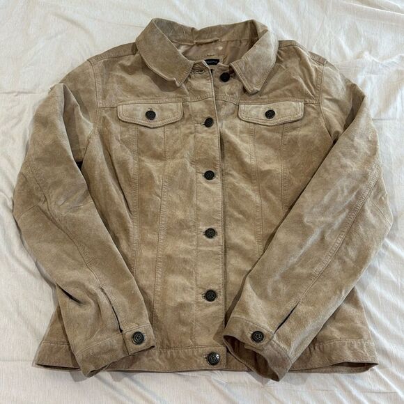 Jackets & Blazers - For Joseph 100% Suede Button-Up Collared Jacket • Tan • Size Medium • EUC